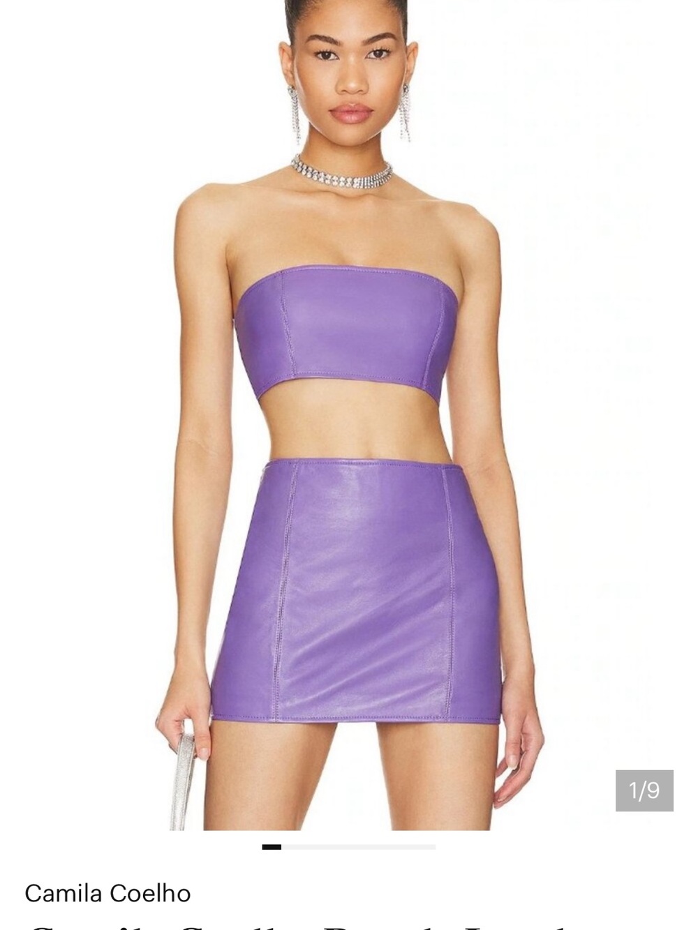 Camila Coelho Purple Faux Leather Mini Skirt
